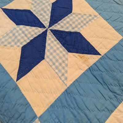 Made In 1972 Contemporary Patchwork Quilt Eight-Point Stars In Each Of 20 Blocks 98 x 78 Inches #11