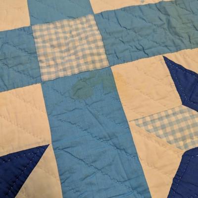 Made In 1972 Contemporary Patchwork Quilt Eight-Point Stars In Each Of 20 Blocks 98 x 78 Inches #11