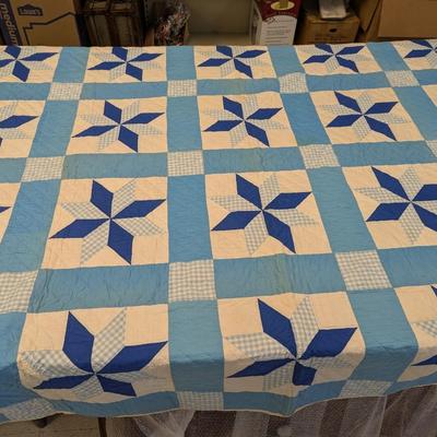 Made In 1972 Contemporary Patchwork Quilt Eight-Point Stars In Each Of 20 Blocks 98 x 78 Inches #11