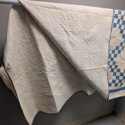 Ca. 1914-17 Blue & White Irish Chain Design Quilt With 2 Inch Blue Border 80 x 79 Inches #15