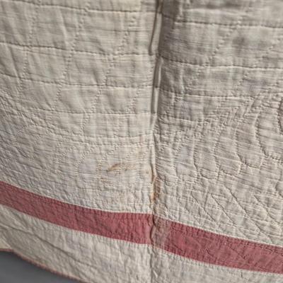 Lone Star Design Quilt With Calico & Pastel Diamonds 75 x 87 Inches #17