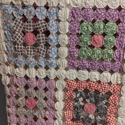 Ca. 1920 Indianapolis Decorative Yo-Yo- Design Puff Quilt In Variegated Colors 86 x 72 inches #20