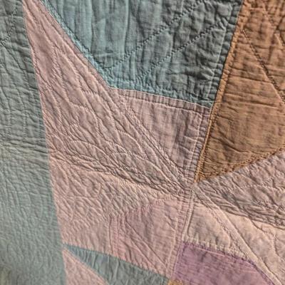 Ca. 1927 Waterwheel Design Patchwork Quilt 75 x 72 Inches #26
