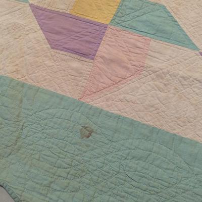 Ca. 1927 Waterwheel Design Patchwork Quilt 75 x 72 Inches #26
