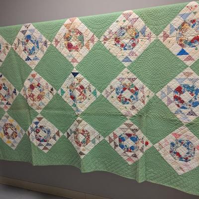 Ca. 1908-12 Crown & Thorn Patchwork Quilt 78 x 76 Inches #35