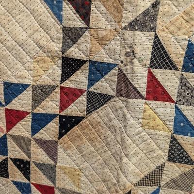 Multi-Color Patchwork Quilt With Light & Dark Small Triangular Blocks 72 1/2 x 84 Inches #37