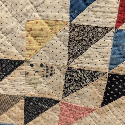Multi-Color Patchwork Quilt With Light & Dark Small Triangular Blocks 72 1/2 x 84 Inches #37