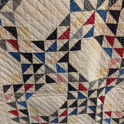 Multi-Color Patchwork Quilt With Light & Dark Small Triangular Blocks 72 1/2 x 84 Inches #37