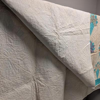 Ca. 1950 Cornucopia Design Quilt With Blocks Set Diagonally 75 x 90 Inches #39