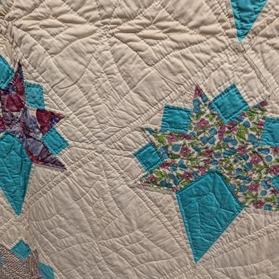 Ca. 1950 Cornucopia Design Quilt With Blocks Set Diagonally 75 x 90 Inches #39