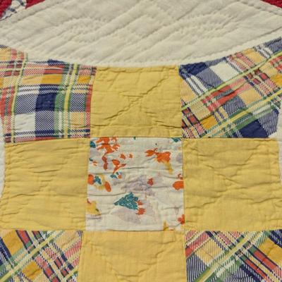 Ca. Early 1900's King David's Crown Design Quilt Multi-Colors On White 80 x 65 Inches #41