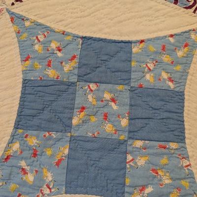 Ca. Early 1900's King David's Crown Design Quilt Multi-Colors On White 80 x 65 Inches #41