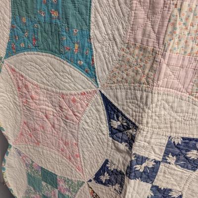 Ca. Early 1900's King David's Crown Design Quilt Multi-Colors On White 80 x 65 Inches #41