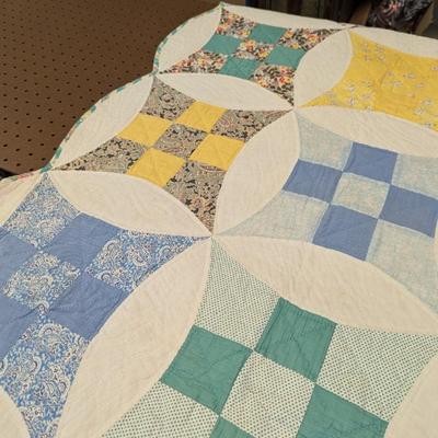 Ca. Early 1900's King David's Crown Design Quilt Multi-Colors On White 80 x 65 Inches #41