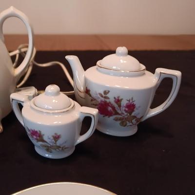 CHILD'S BONE CHINA TEA SET WITH ELECTRIC TEAPOT
