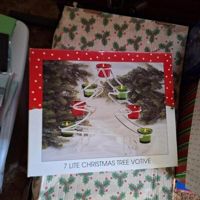 7 lite Christmas tree Votive Centerpiece