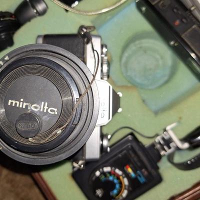 Minolta Camera with accessories and case