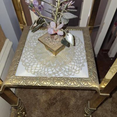 Onyx and Brass Two Tier Pedestal