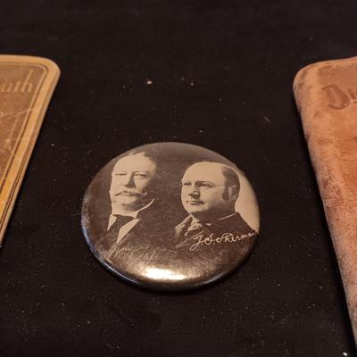 1908 PRESIDENT WILLIAM TAFT & VP JOHN SHERMAN JUGATE CAMPAIGN MIRROR PLUS MORE
