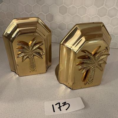 HEAVY BRASS PALM TREE BOOKENDS