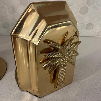 HEAVY BRASS PALM TREE BOOKENDS