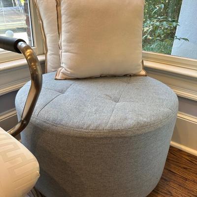 Sale Photo Thumbnail #788: OFFICE CHAIR(MINOR STAINS), BLUE OTTOMAN, PILLOW PAIR