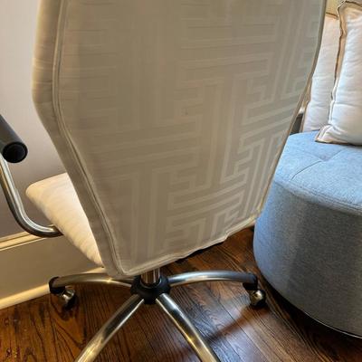 Sale Photo Thumbnail #791: OFFICE CHAIR(MINOR STAINS), BLUE OTTOMAN, PILLOW PAIR