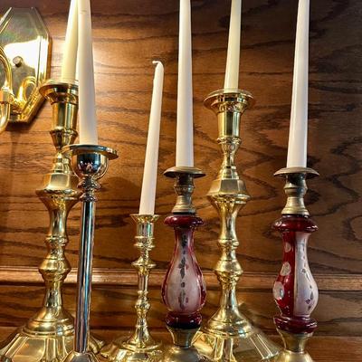 BRASS CANDLESTICK LOT