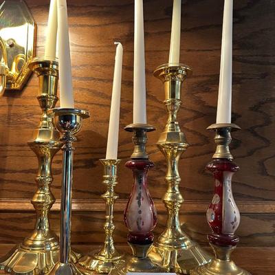 BRASS CANDLESTICK LOT