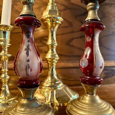 BRASS CANDLESTICK LOT