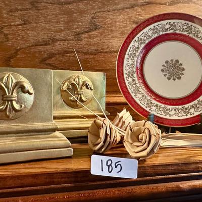 SWEETGRASS ROSES, BOOKENDS, PLATE