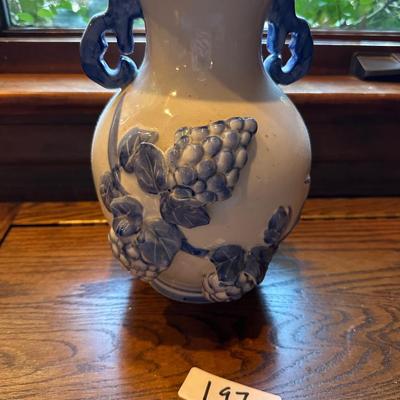 GRAPE DECORATED DOUBLE HANDLE VASE