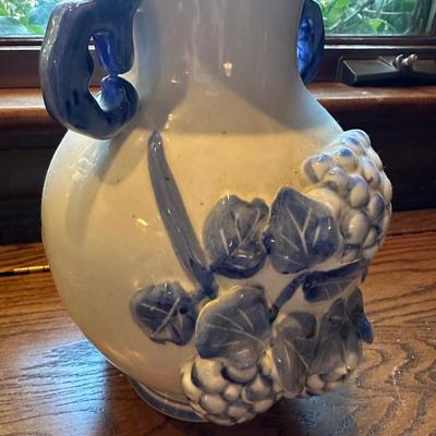 GRAPE DECORATED DOUBLE HANDLE VASE