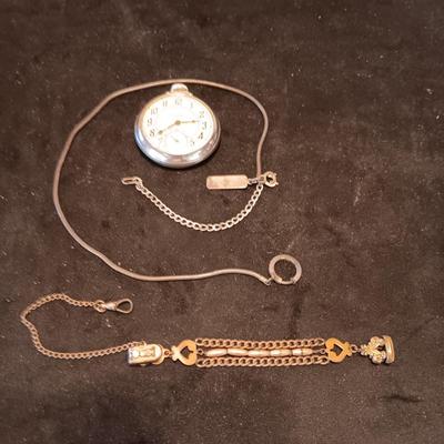 WORKING "STURDY" POCKET WATCH WITH 2 POCKET CHAINS