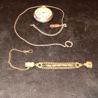 WORKING "STURDY" POCKET WATCH WITH 2 POCKET CHAINS