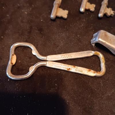 SKELETON KEYS, BOTTLE OPENERS AND COLLAPSIBLE TIN CUP