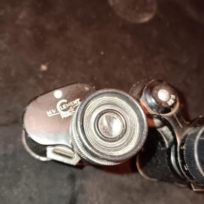 HV CLEMENT BINOCULARS 8X25 AND OLD WELDING & EYE GLASSES