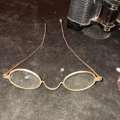 HV CLEMENT BINOCULARS 8X25 AND OLD WELDING & EYE GLASSES