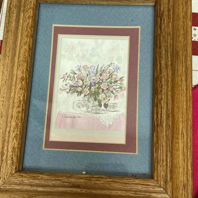 Home Decor Lot: Framed Art, Journal Notebook, Note Cards, Napkins, and more
