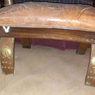 Leather Stamped Ottoman