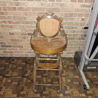 Antique Convertible High Chair on Wheels