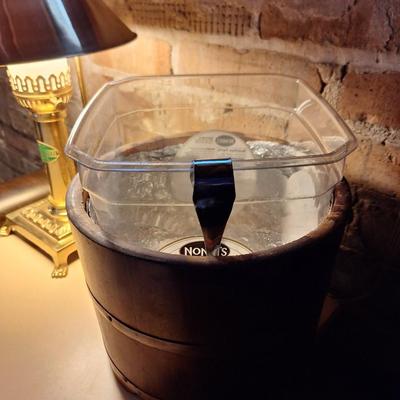 Wooden Ice bucket w/ tongs