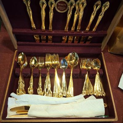 Sale Photo Thumbnail #415: 3 box gold-plated silverware