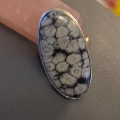 Snowflake Jasper large ring size 8