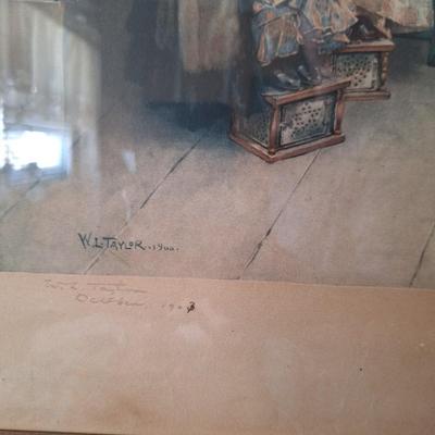 Antique Print signed and dated