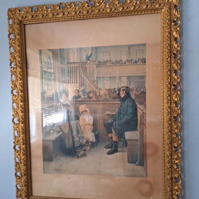 Antique Print signed and dated
