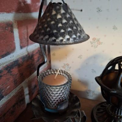 Vtg Wrought iron candle lamp