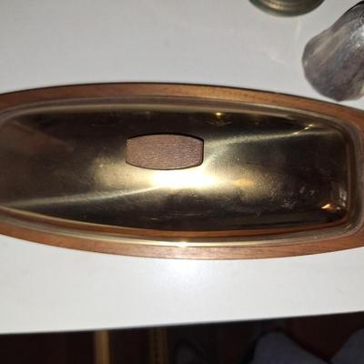 wood base covered butter dish