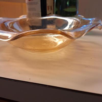 Marigold Orange Carnival Glass Serving Bowl