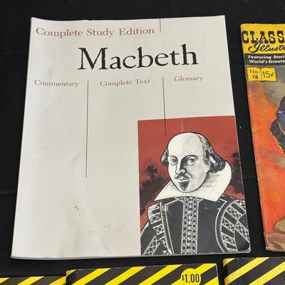 Collection of Books and Cliffs Notes covering Classics by Shakespeare, Faulkner & Dickens